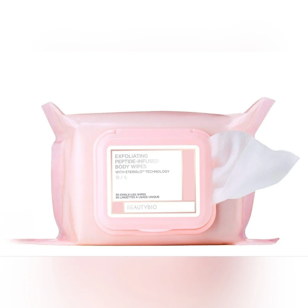 BeautyBio Exfoliating Peptide-Infused Body Wipes 2 Pk New